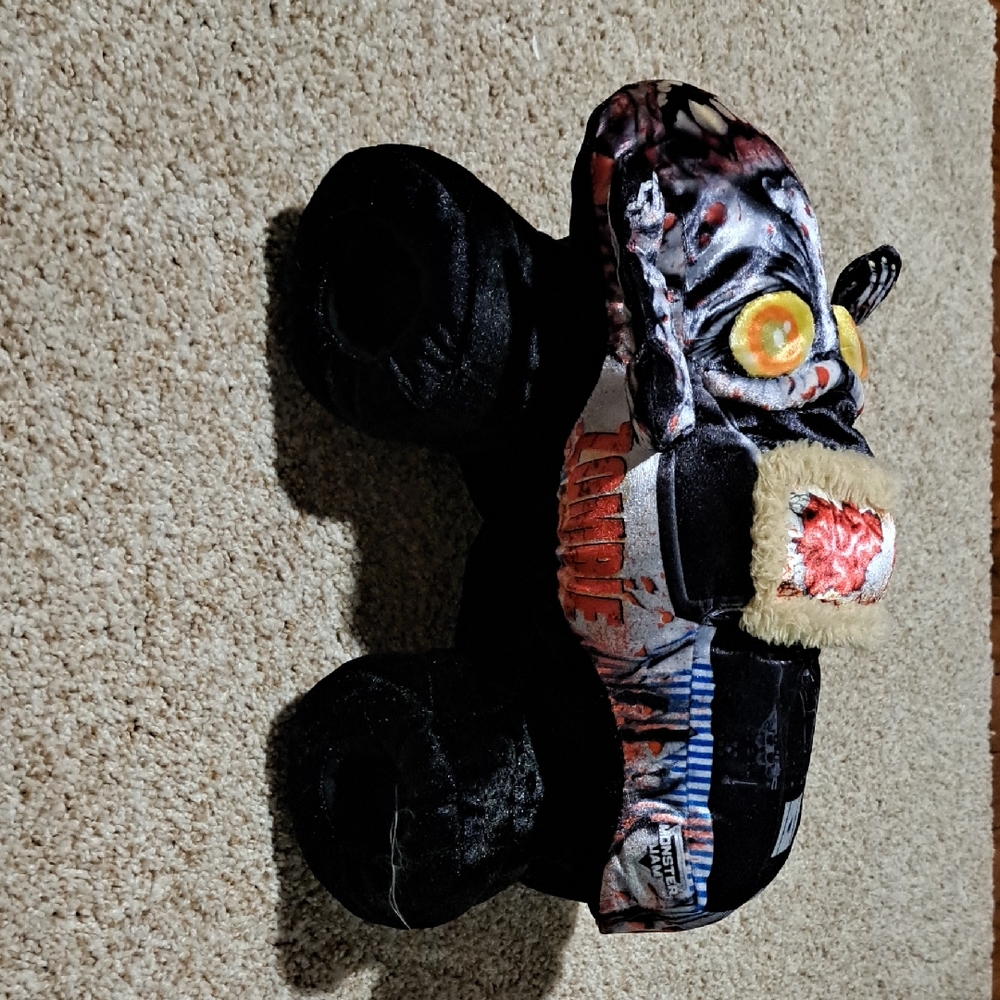 Zombie Monster Truck Plush Toy - Black and Orange